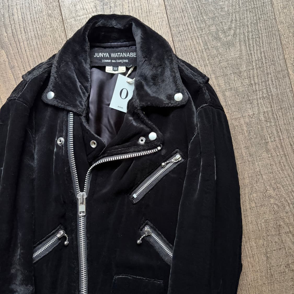 Velour Diagonal Zipper Rider Jacket 상품이미지4