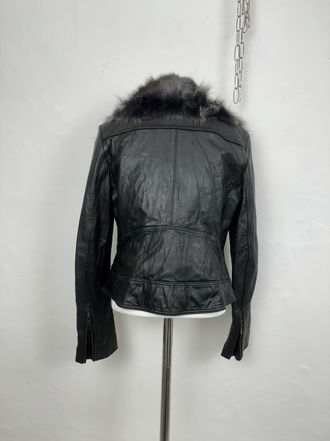 Detachable Fox Fur Lambskin Zip-Up Jacke 상품이미지7