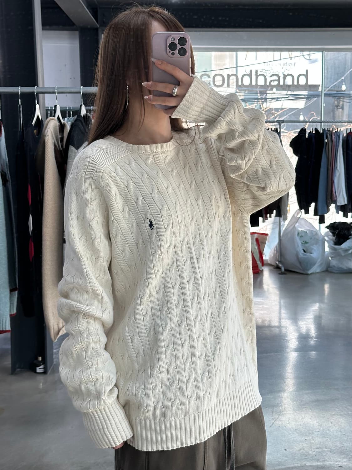폴로랄프로렌 코튼 꽈배기 케이블니트 아이보리 상품이미지3
