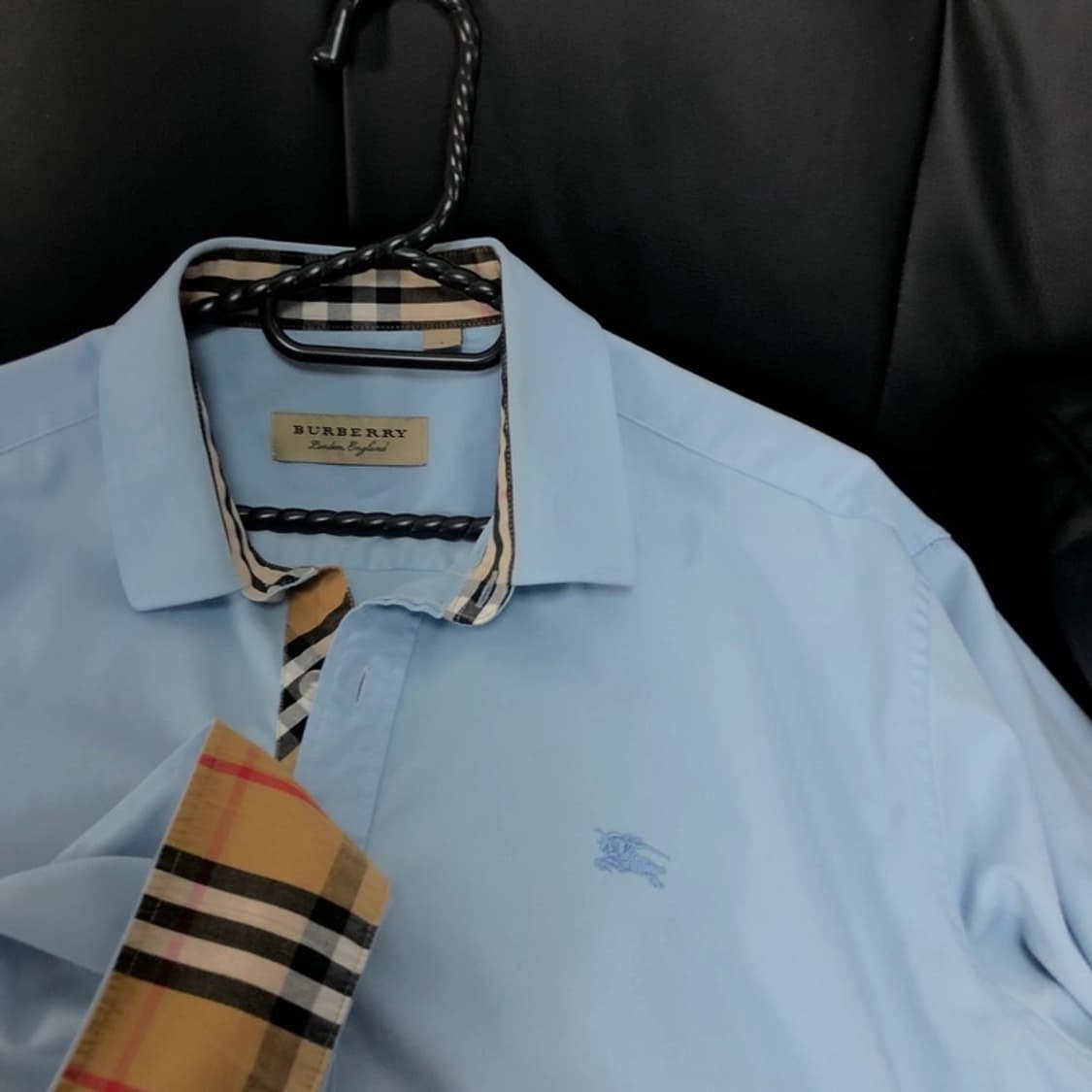 버버리 정품 히든체크 블루 셔츠 포플린 상품이미지1