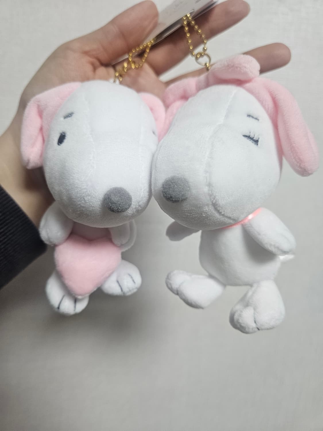 핑크 스누피 볼착(자석) 키링인형 커플 상품이미지3