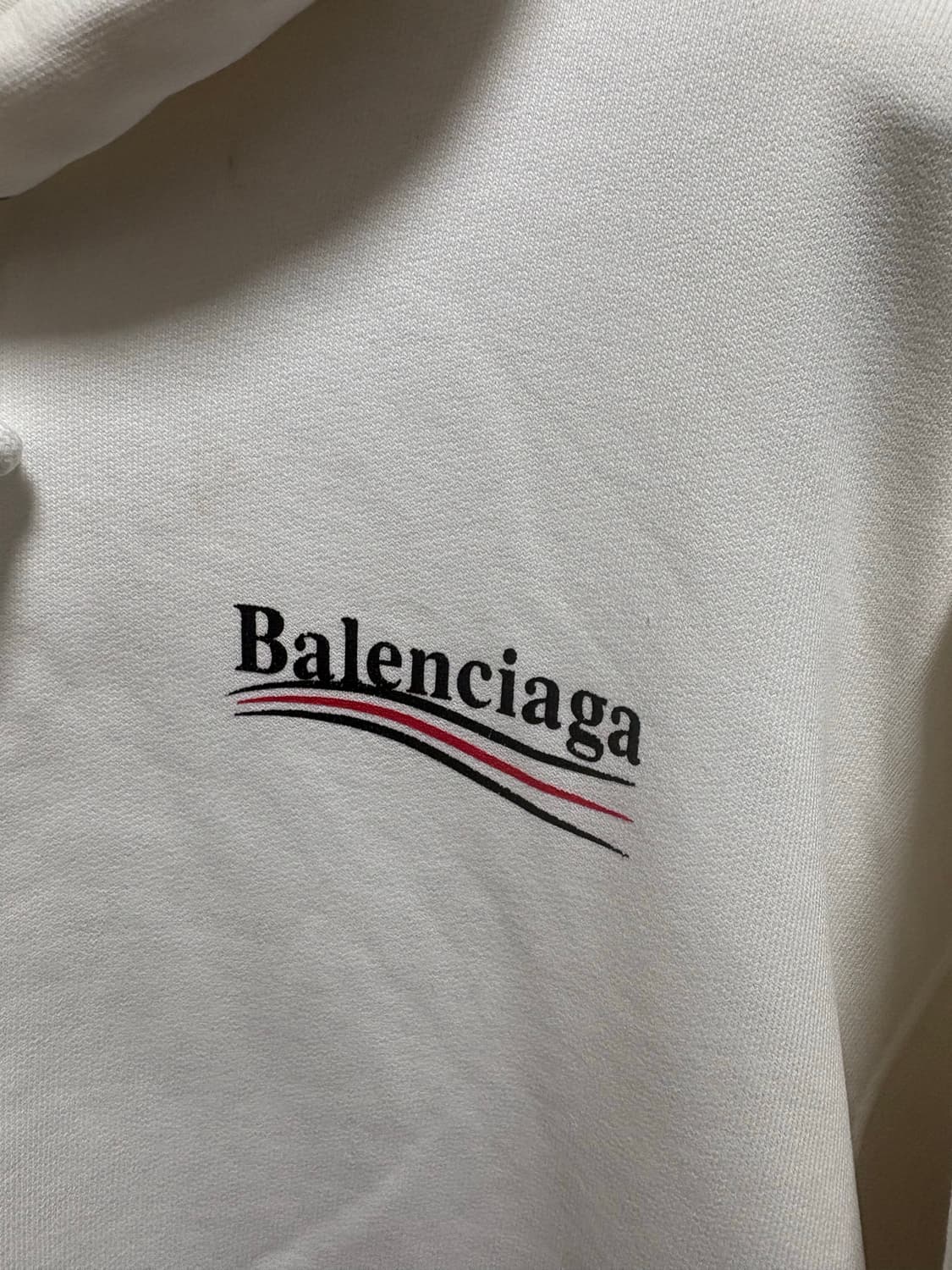 (백화점판, Xl) 발렌시아가 웨이브로고 후드티 화이트 상품이미지5