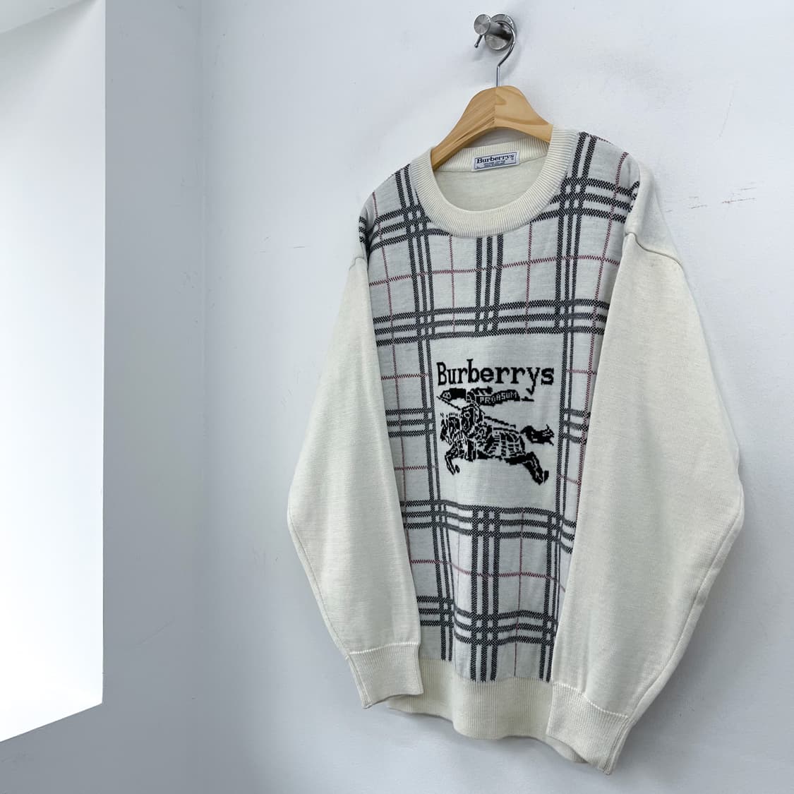 버버리 90s 아카이브 로고 노바 체크 코튼 니트  상품이미지3
