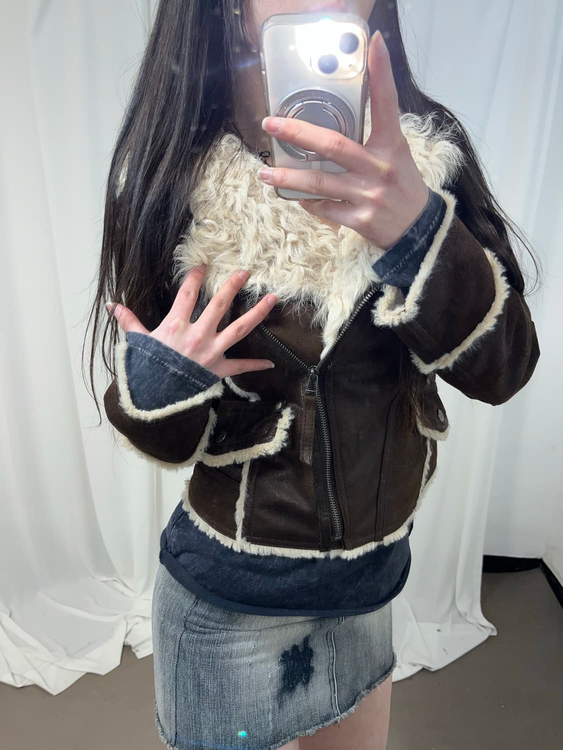 브라운 리얼 램퍼 무스탕 상품이미지5