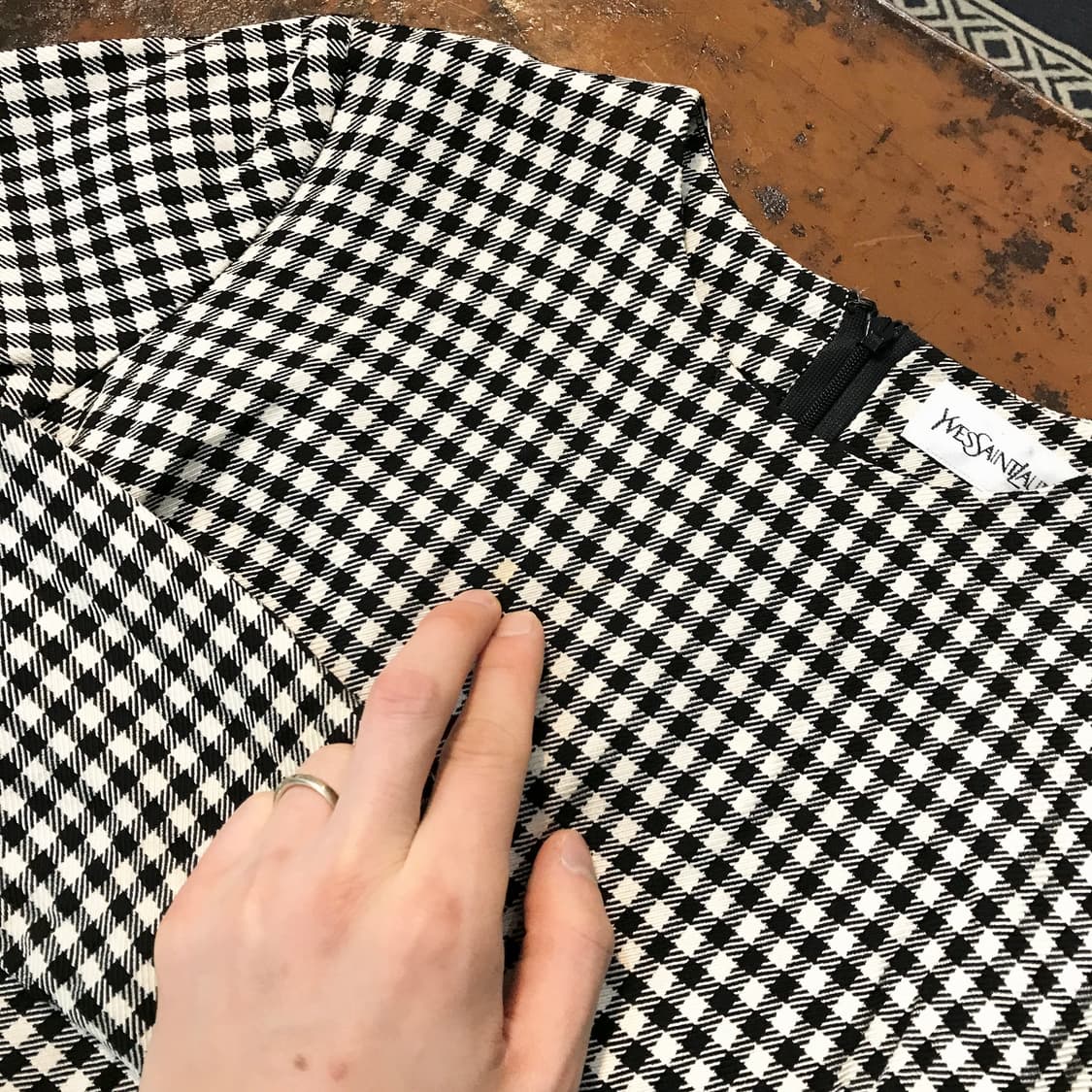 90s YSL 입생로랑 깅엄 체크 미니 원피스 여성 44 55 사이느 상품이미지4