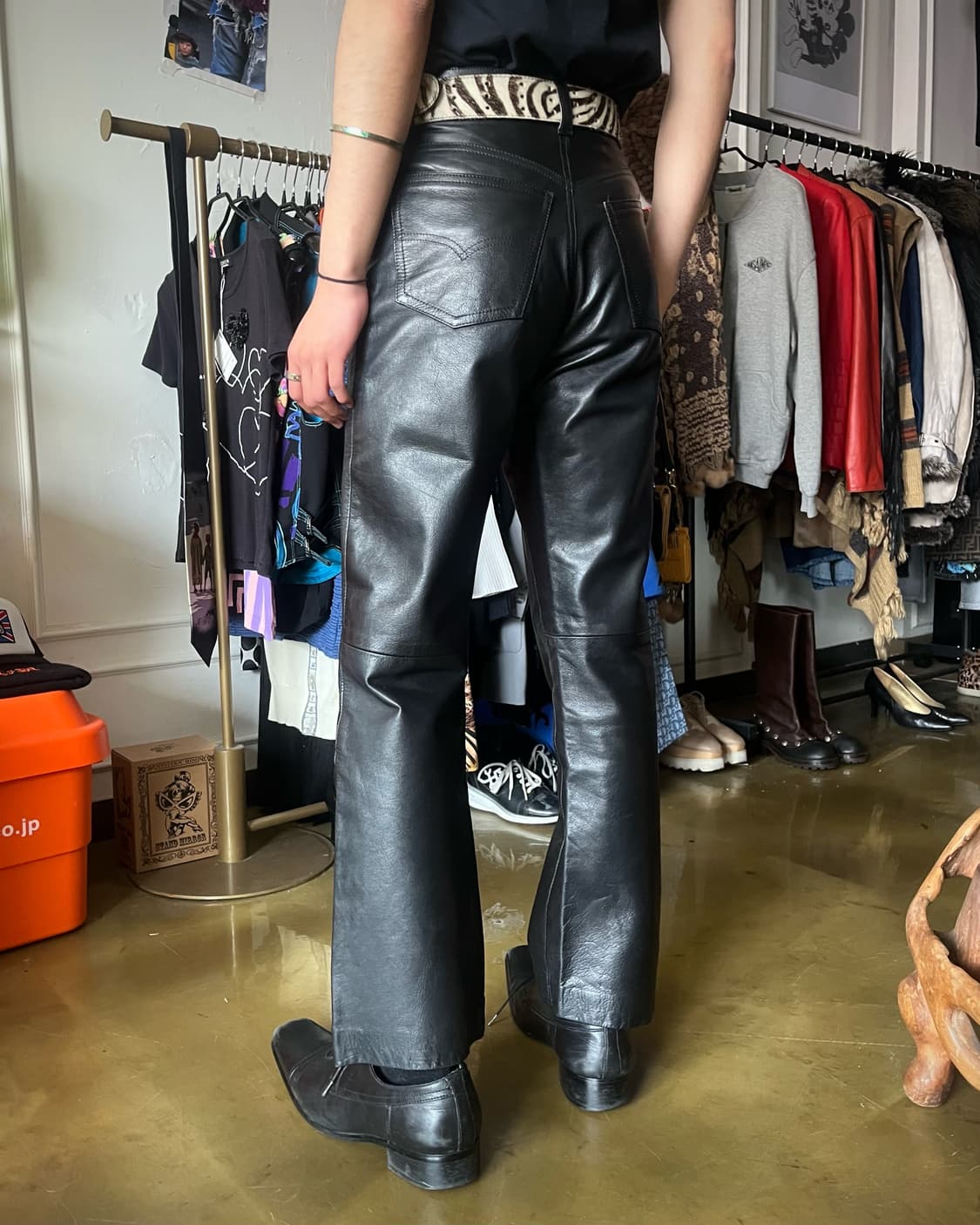 USA Real Cowhide Leather Black Trouser 상품이미지2