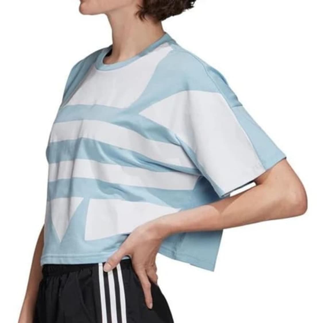 아디다스 여성 빅로고 오버핏 크롭 반팔티 상품이미지1