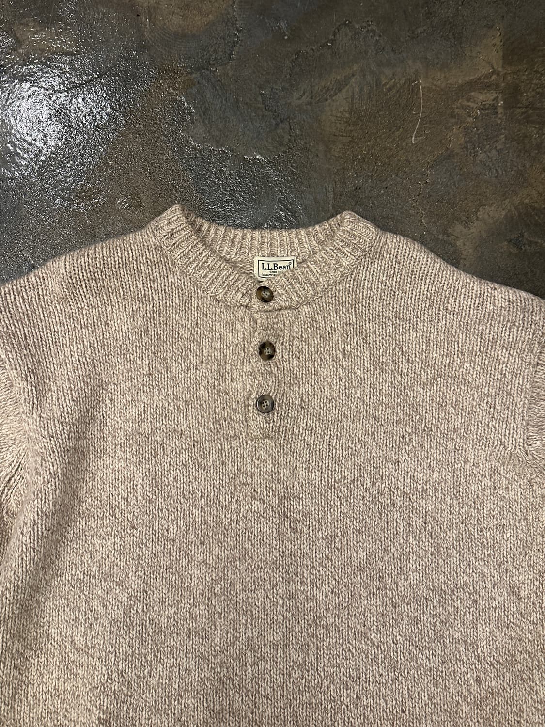 90s LL Bean 렘스울 버튼넥 니트 L 상품이미지3