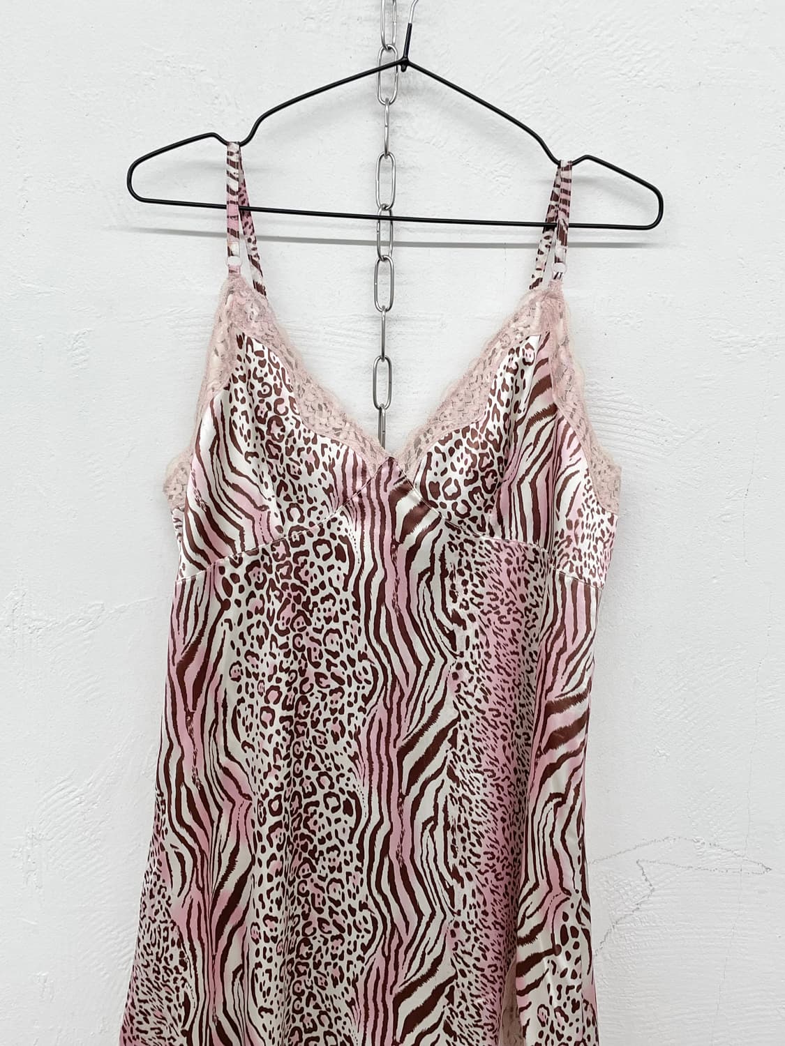 핑크 갸루 새틴 호피 슬립 상품이미지5