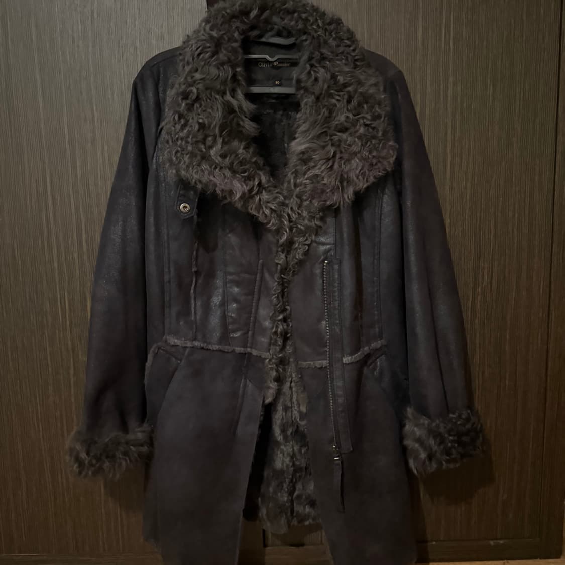 사선지퍼 하이넥 퍼자켓 상품이미지4