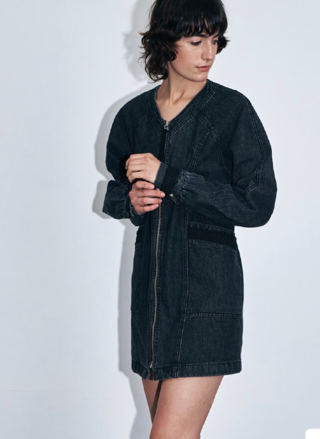 새상품 KUME 쿠메 흑청 집업 원피스  상품이미지4