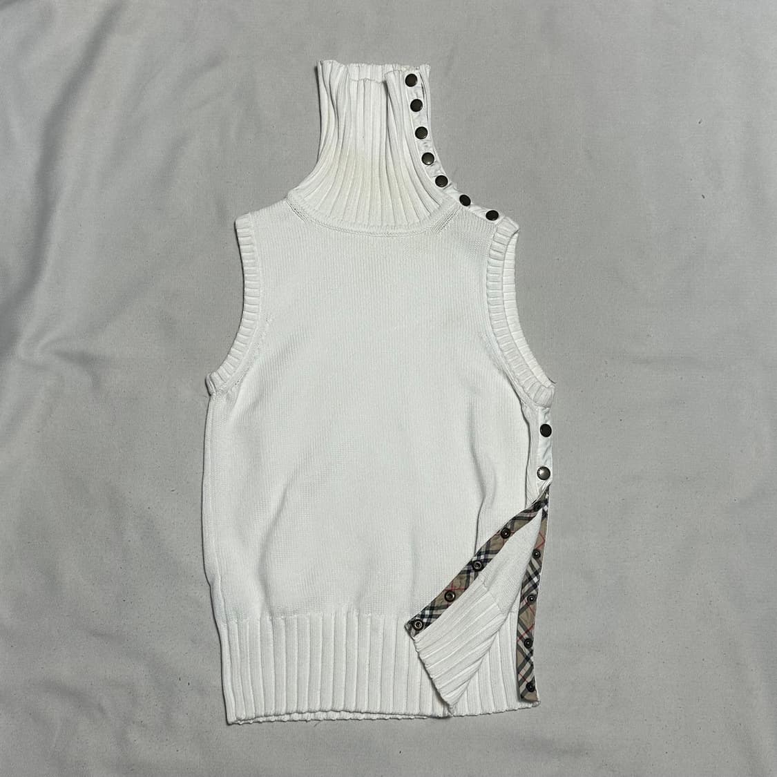 S 버버리 여성용 화이트 목폴라 니트 베스트 상품이미지2