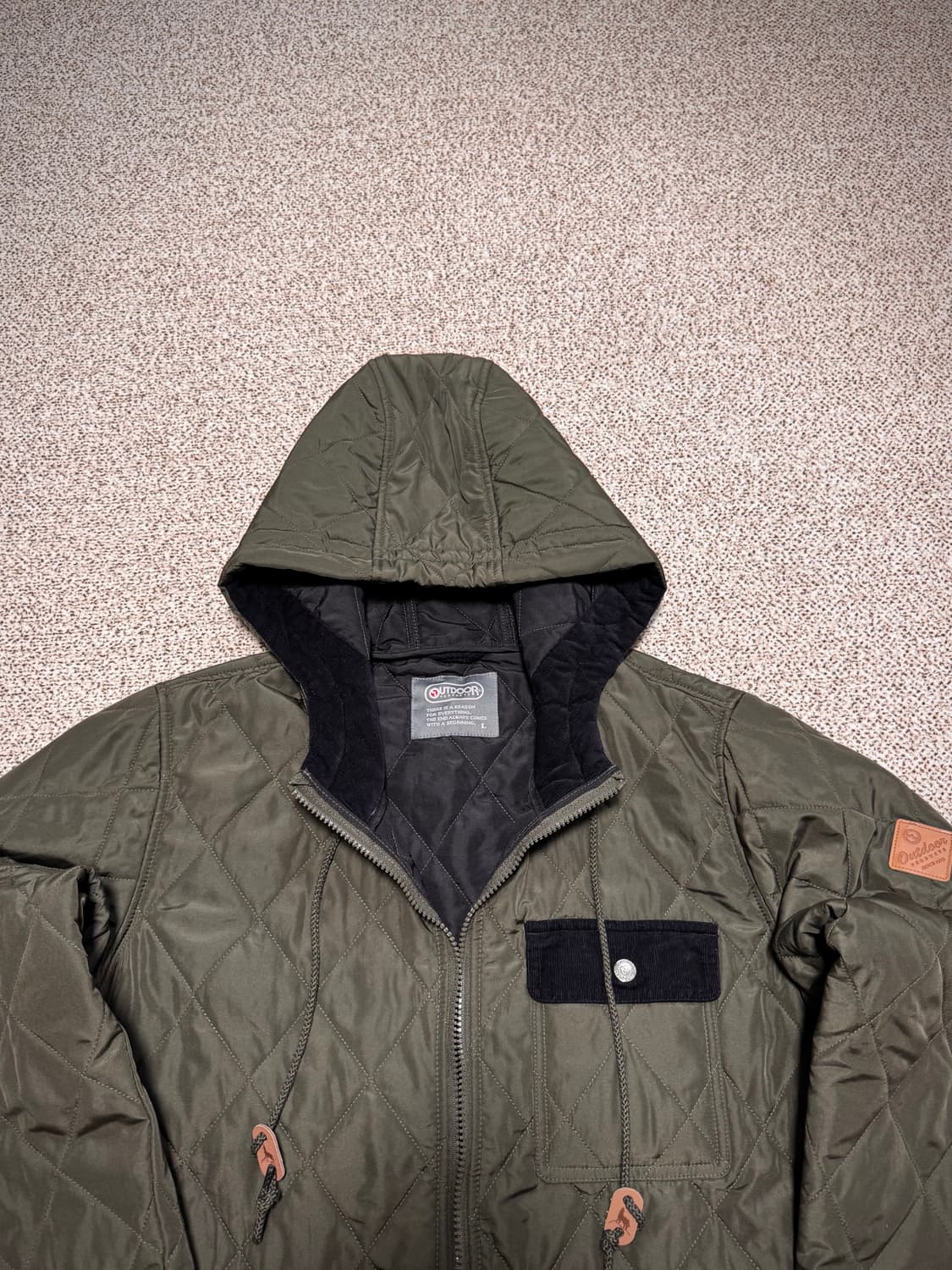 아웃도어프로덕츠 퀼팅 후드 자켓 L 카키 상품이미지2