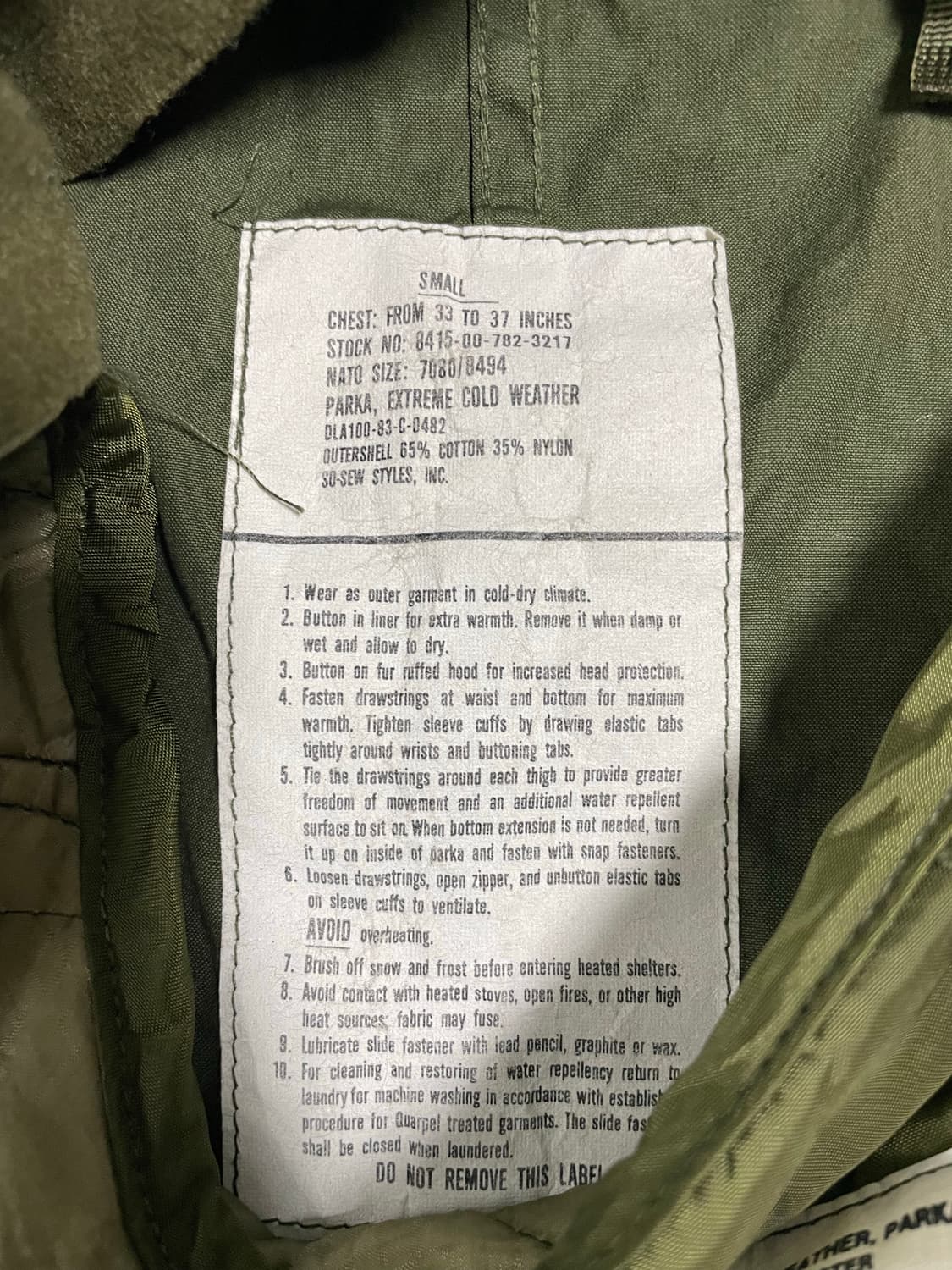 m65 피쉬테일 og 오리지널 스몰 풀세트 민트급 개파카 상품이미지4