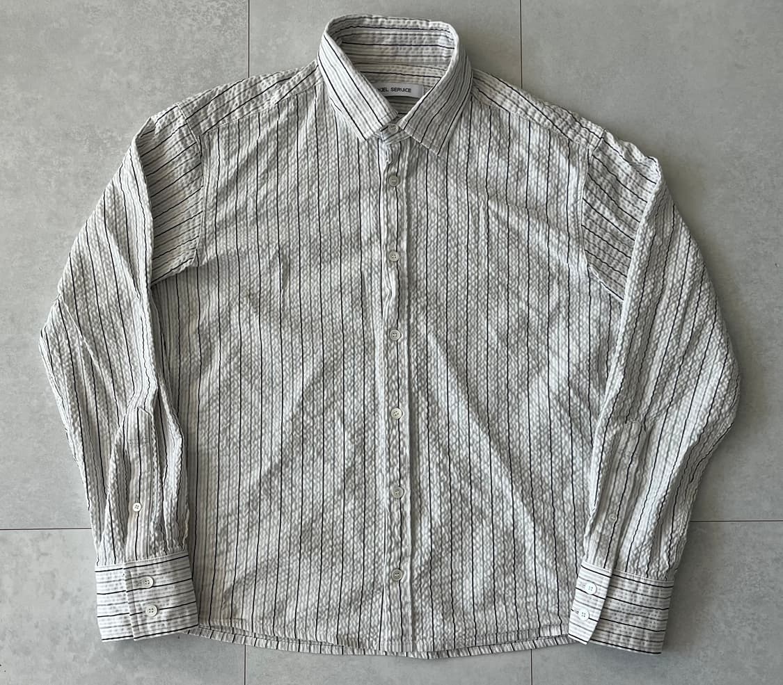 [1] 리젤서비스 스트라이프 크롭셔츠 상품이미지1