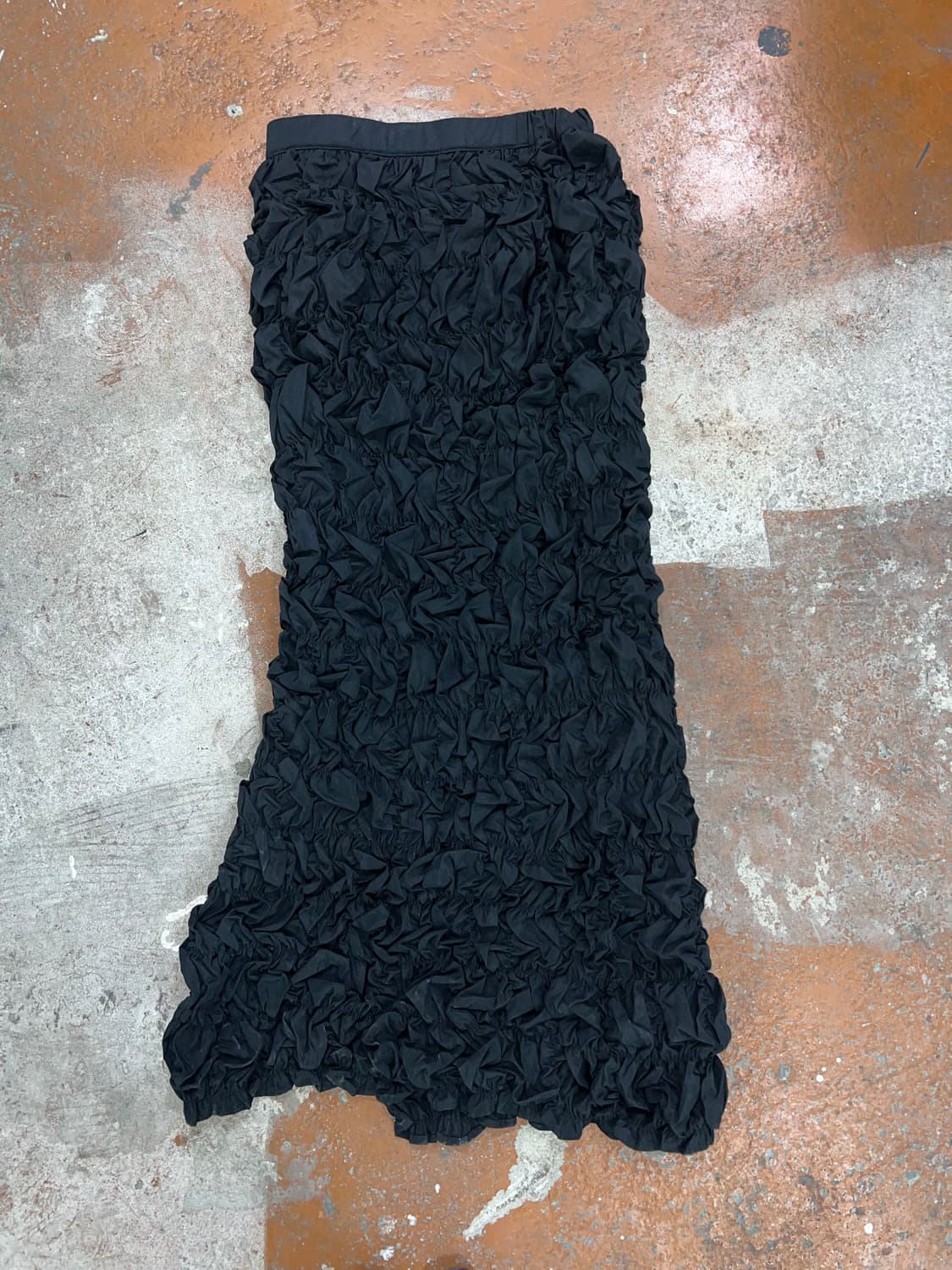 [Japan Vintage] 아방가르드 블랙 풀 셔링 텍스처 스커트 상품이미지7