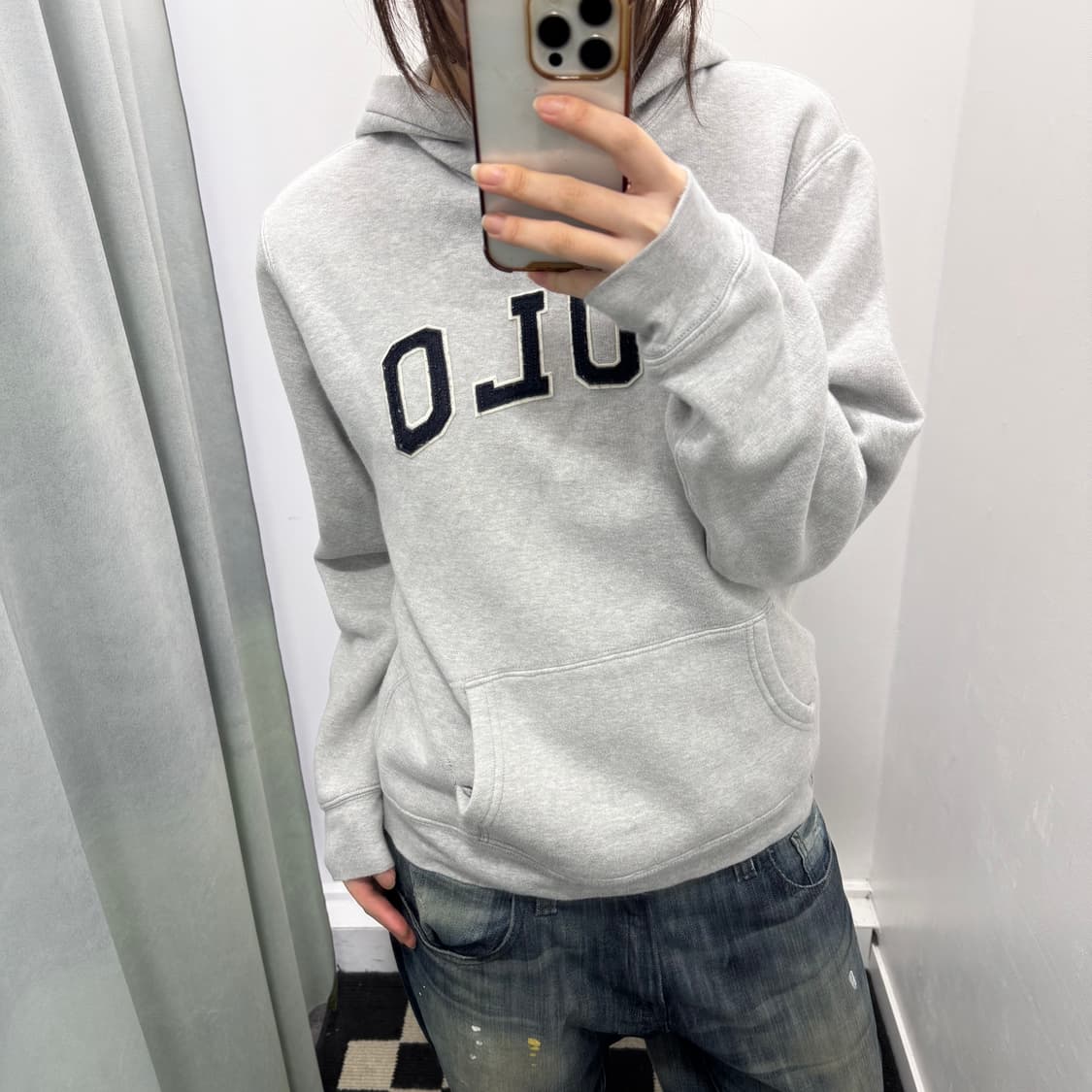 폴로 그레이 로고 후드티 상품이미지1