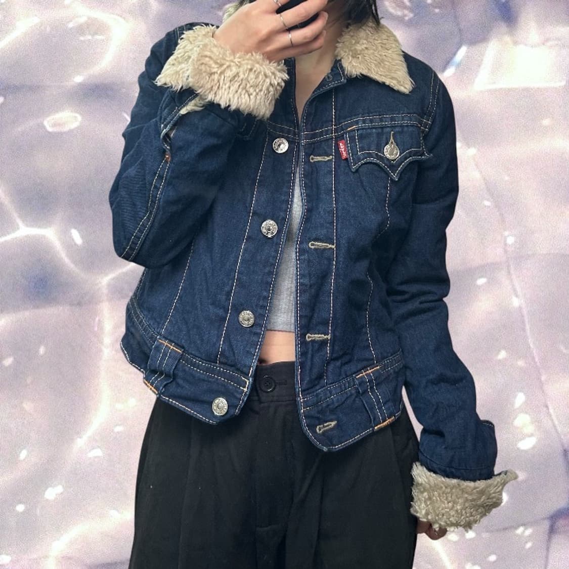 리바이스 양털 쉐르파 블루종 점퍼 생지 데님 청자켓 95 M  상품이미지2