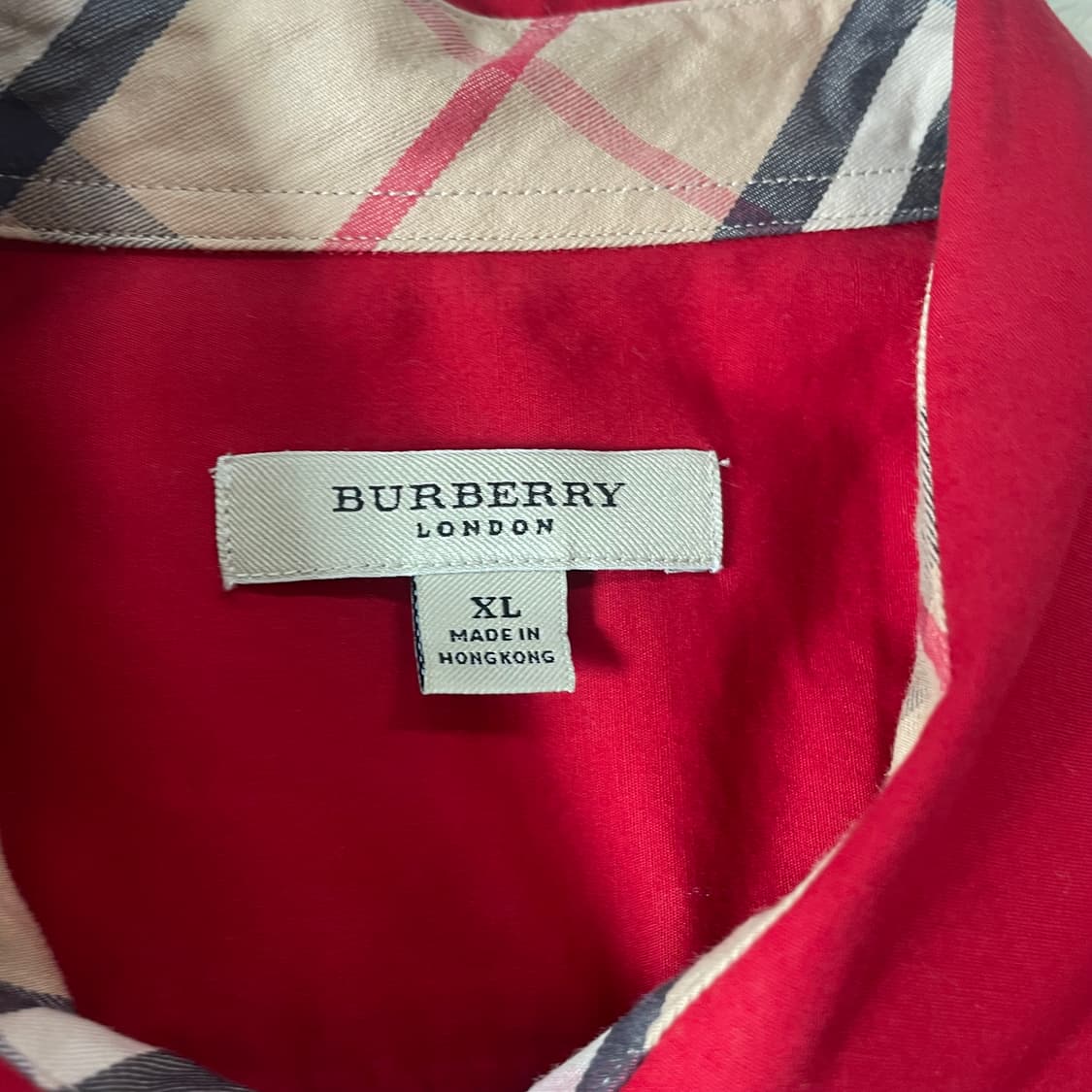 버버리 Burberry 기마 자수 로고 반팔 셔츠 레드 상품이미지4