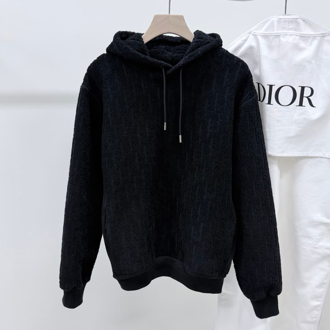 [S+급/XL] 25SS 디올 오블리크 코튼 테리 후드티 블랙 상품이미지1