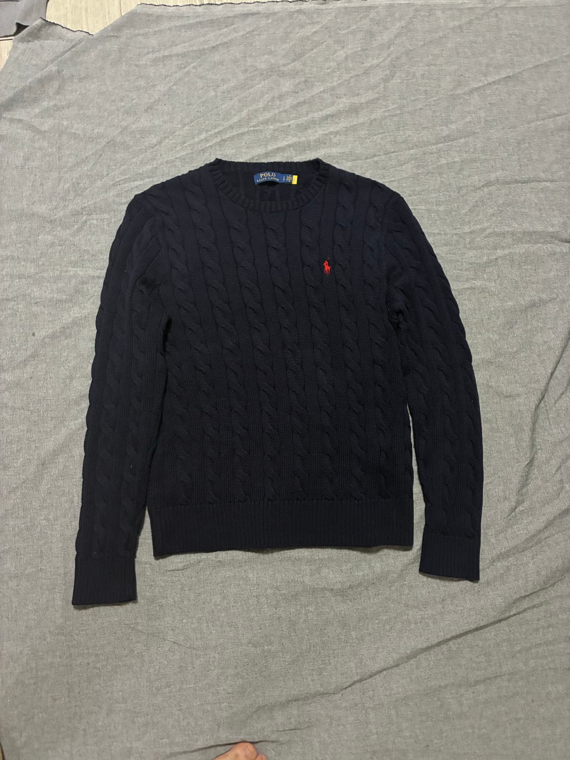 (정품 QR) 폴로 랄프로렌 네이비 꽈배기 니트 L 상품이미지3
