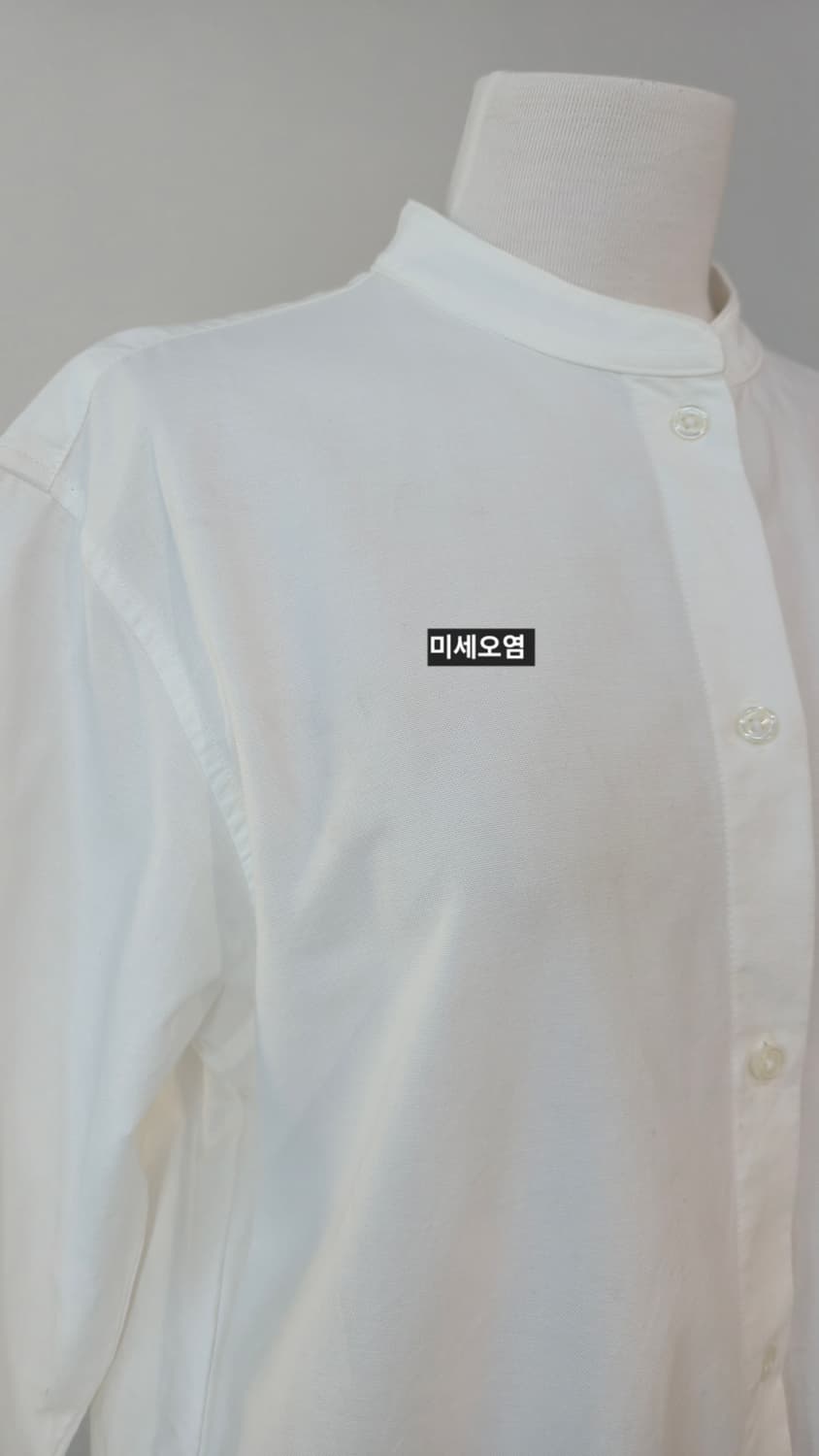무인양품 셔츠 롱 원피스 화이트 면 밴드카라 (XS-S) 상품이미지5