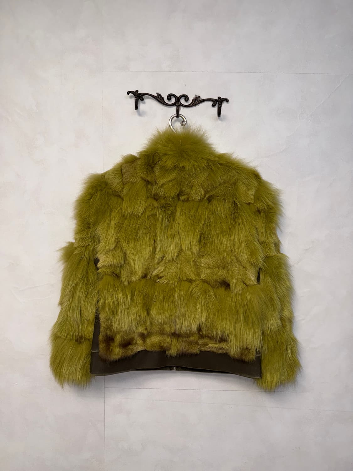 Olive brown lamb skin fox fur jacket  상품이미지3