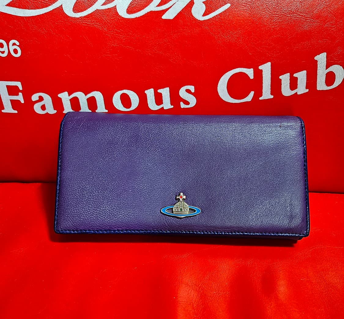 비비안웨스트우드 사이드라인 배색 커스텀 가죽 장지갑 상품이미지1