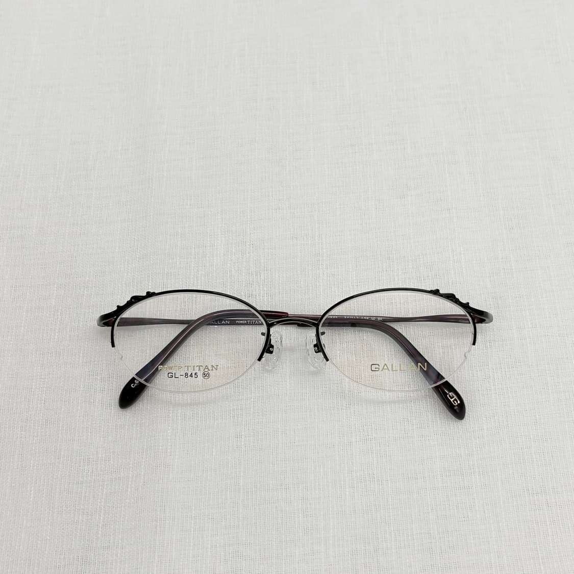 GALLAN 블랙 오벌 티타늄 반무테  상품이미지5