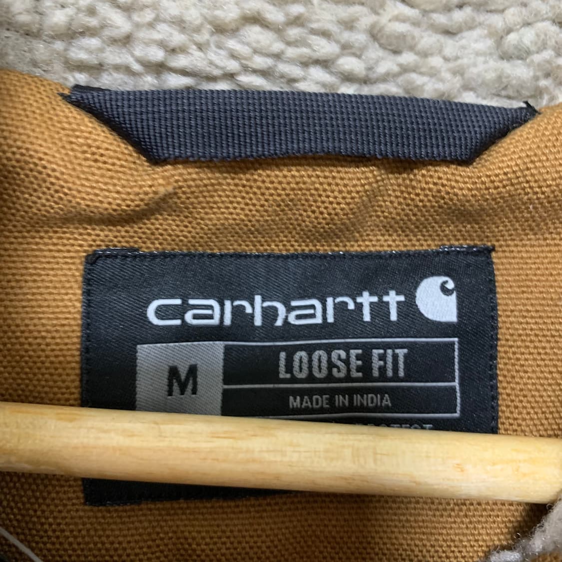 칼하트 빈티지 양털 후드 워크 자켓 카멜 브라운 루즈핏 남녀공용 M 상품이미지3