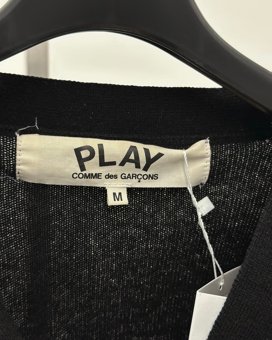 꼼데가르송 레드와펜 블랙 울 V넥 가디건  상품이미지7