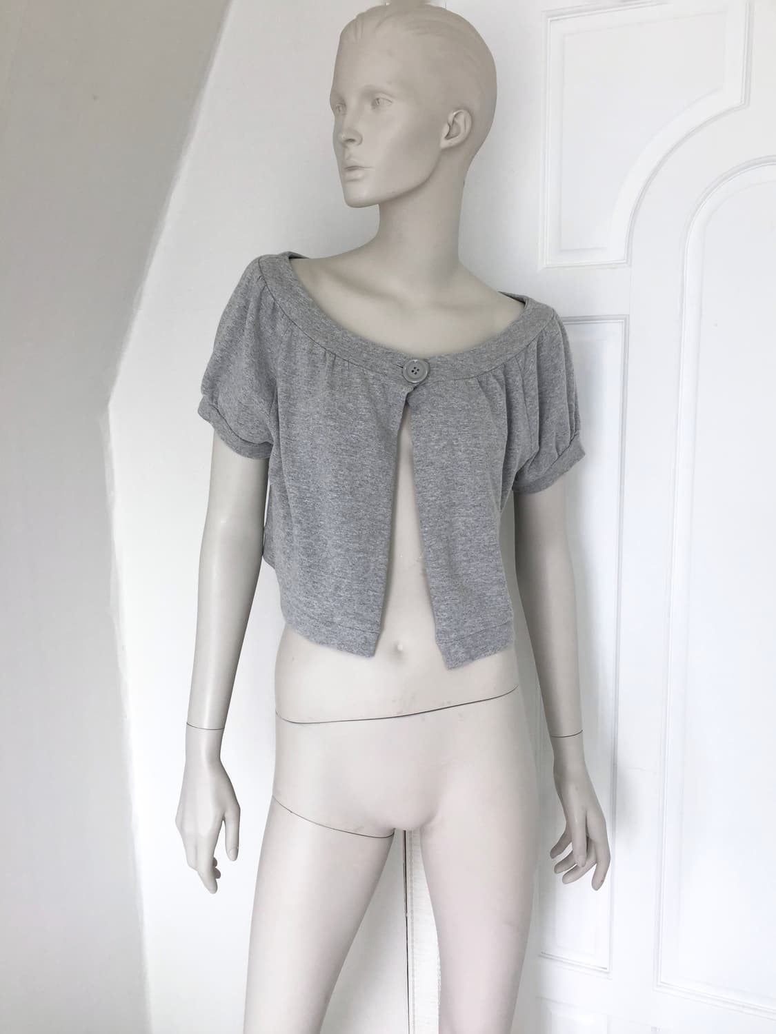 Grey Big Button Puff Bolero 상품이미지5