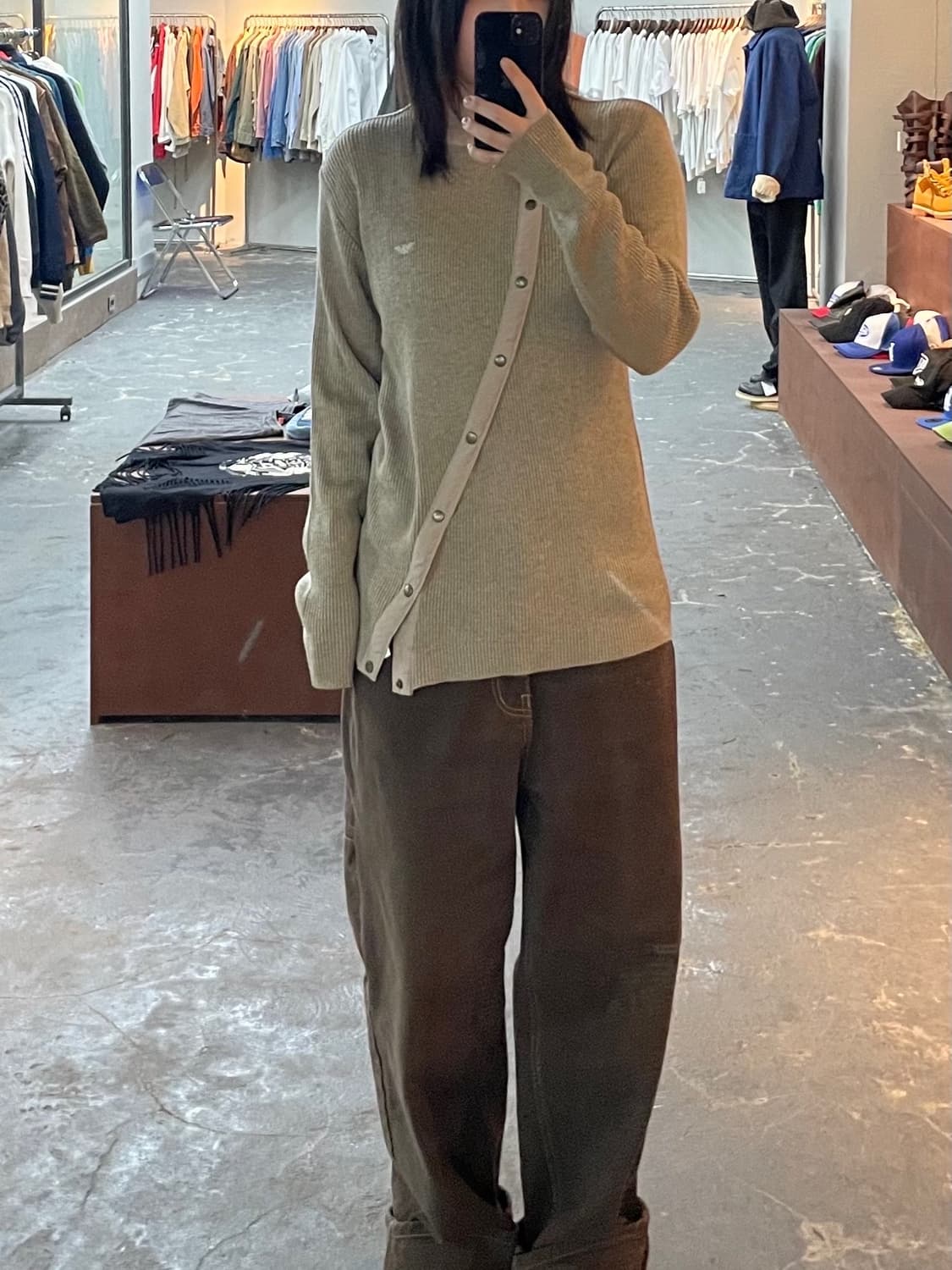 엠포리오 아르마니 베이지 립 니트 스웨터 H1191 상품이미지1