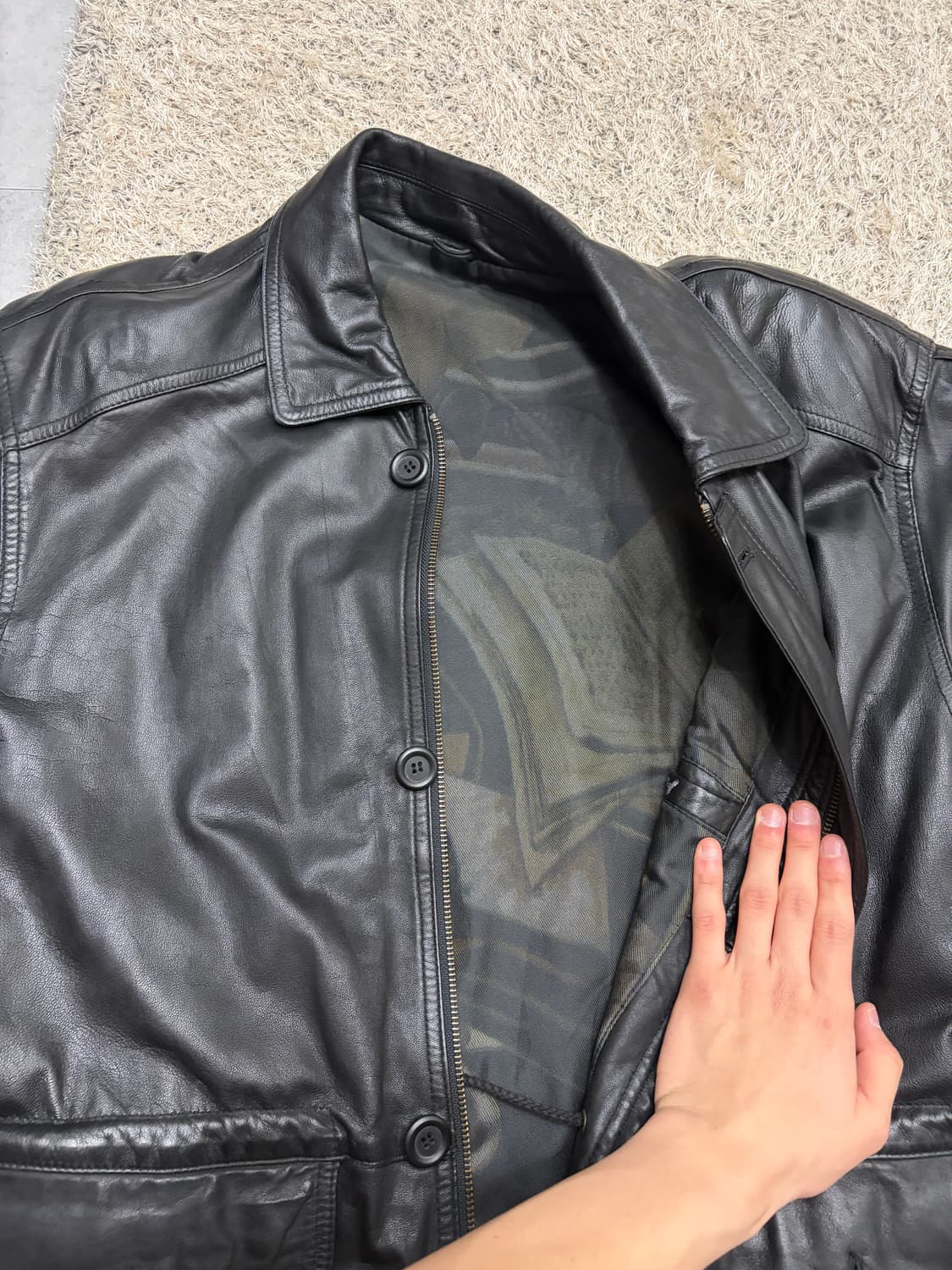 빈티지 레더 코트 (L) 상품이미지2