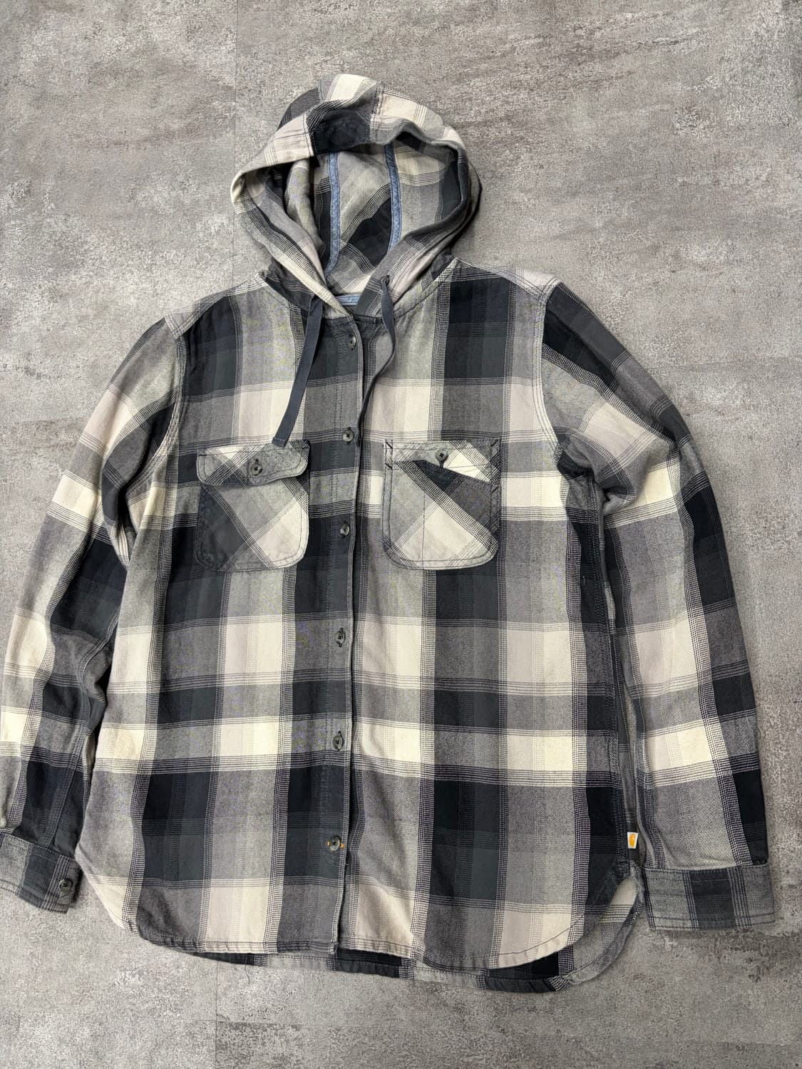 칼하트 블랙/화이트 체크 후드 셔츠 상품이미지3