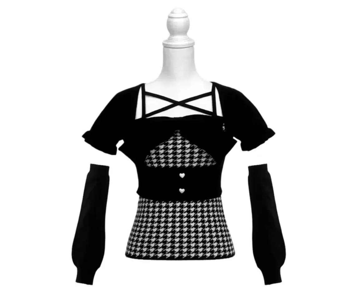 허니뮤 honeymew 빅리본 앙상블 탑 블랙 양산형 지뢰계 걸리 스나계 상품이미지2