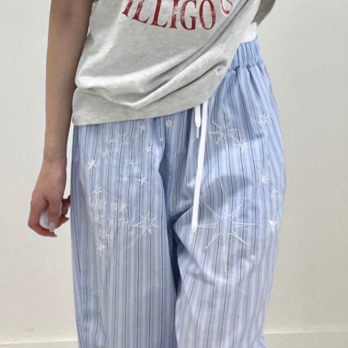 [새상품] 일리고 스티치 스트라이프 팬츠 상품이미지2