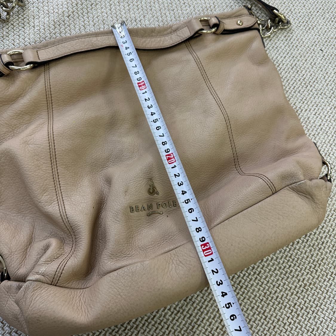 실측확인 빈폴 베이지 가죽 숄더백 0409D 상품이미지5