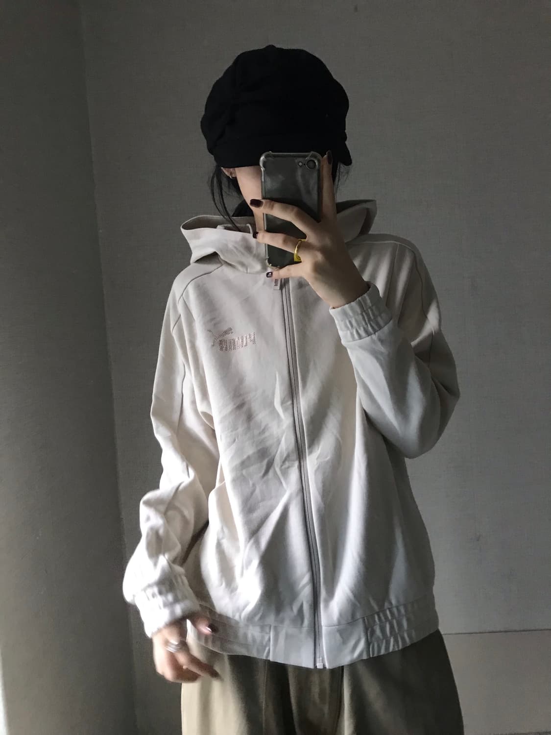 퓨마 아이보리 큐빅 후드집업 상품이미지5