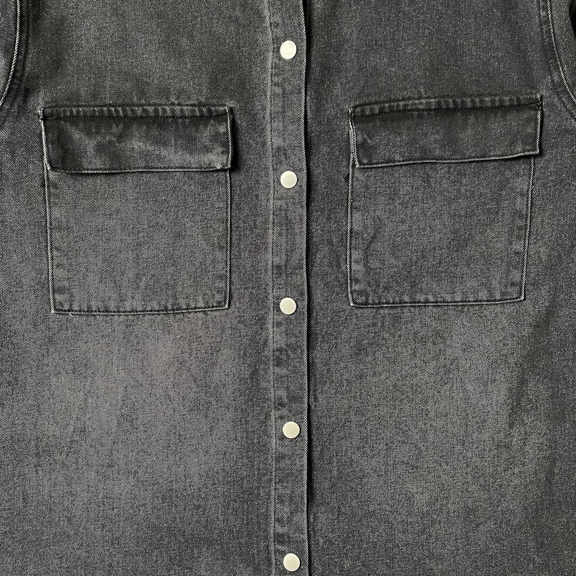 LUVAMIA 빈티지 블랙차콜 스냅버튼 코튼 셔츠 A00516 상품이미지3