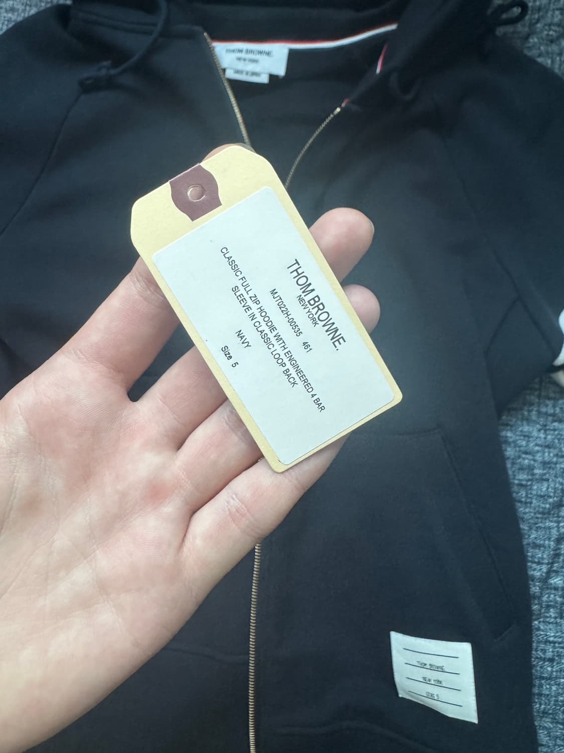 5사이즈 톰브라운 엔지니어드 사선 후드 집업 네이비 상품이미지8