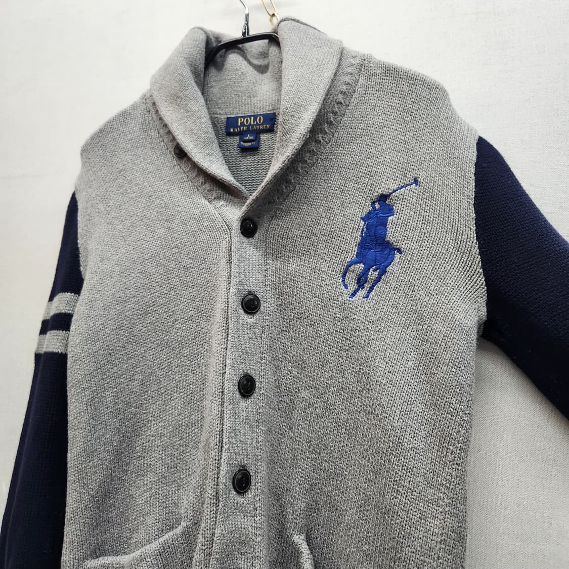폴로랄프로렌 빅포니 자수 배색 숄카라 가디건 S 상품이미지3
