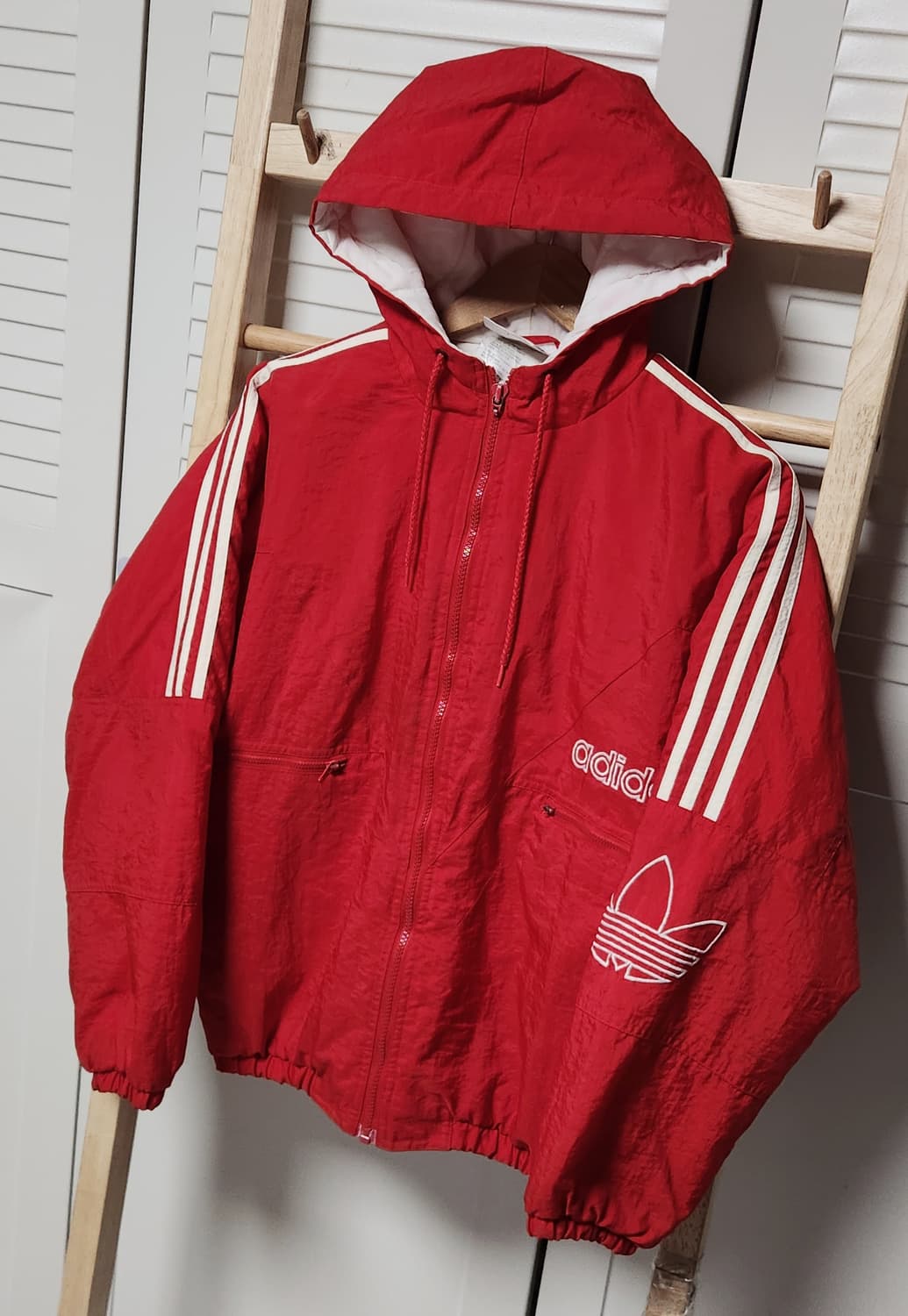 아디다스 삼선 90s 딥레드 바람막이 점퍼 자켓 상품이미지2