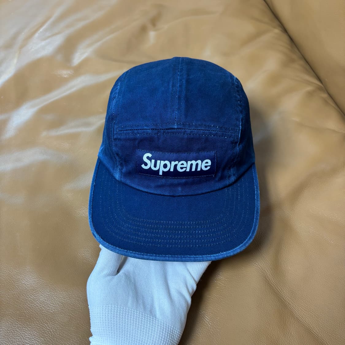 슈프림 캠프캡 모자 박스로고 워시드 인디고 네이비 상품이미지2
