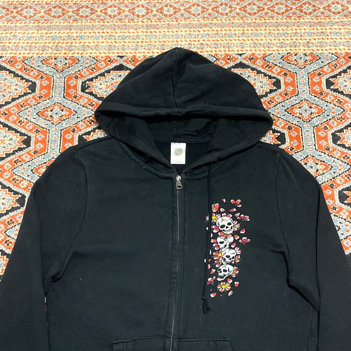에드하디 해골프린팅 블랙 후드집업 여성S 상품이미지2