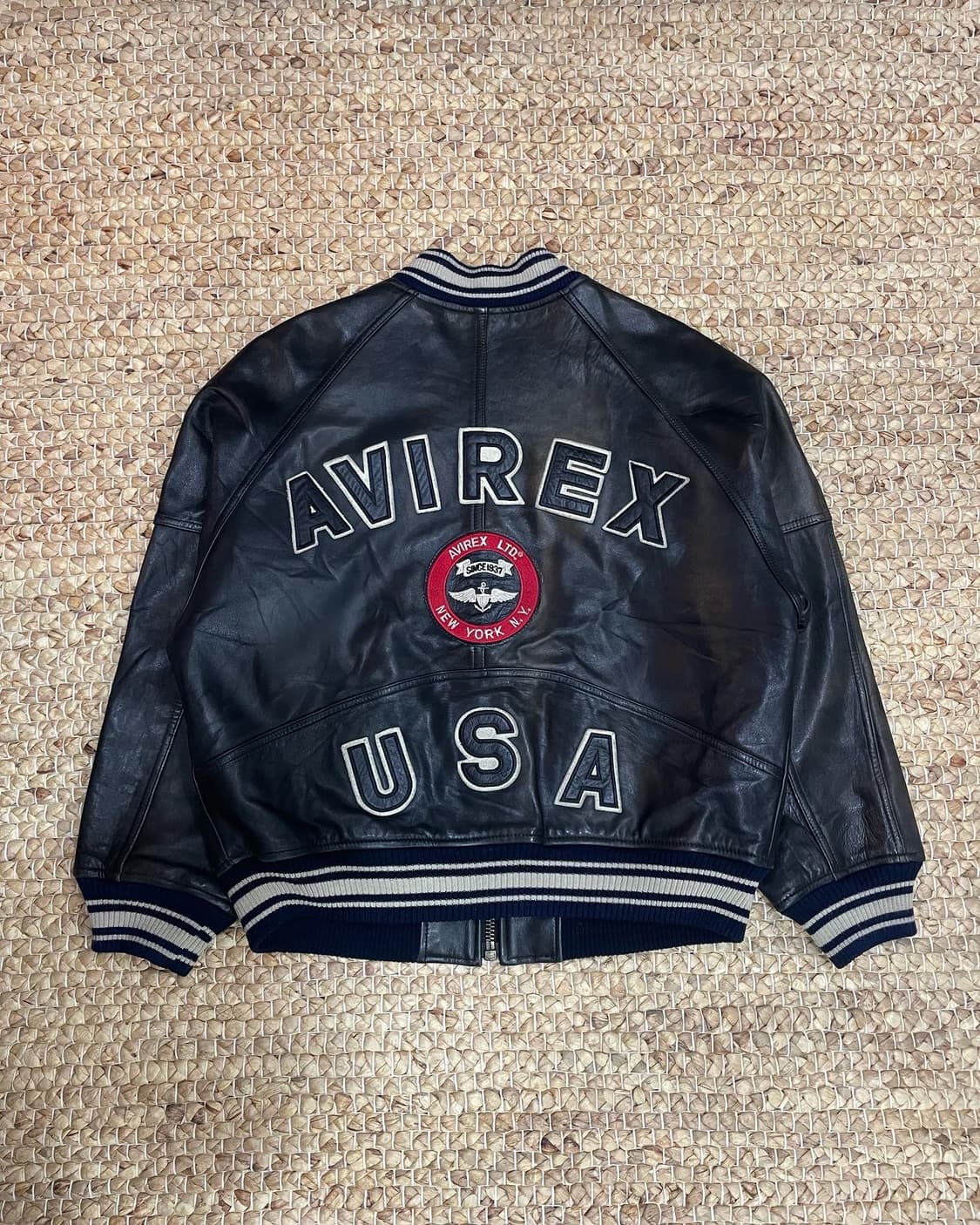 L~XL) 90s 아비렉스usa 스포츠 카우레더 자켓 상품이미지1