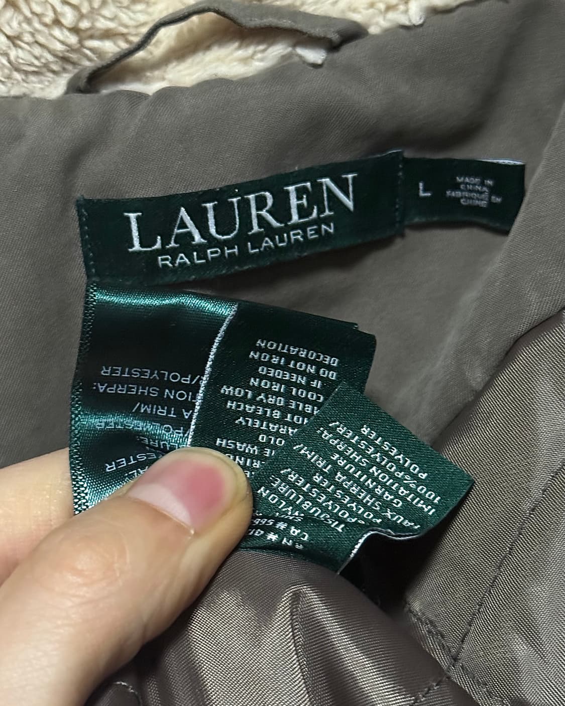 폴로 랄프로렌 브라운 갈색 양 털 후드 후디 야상 피쉬테일 누빔 방한 L 상품이미지9