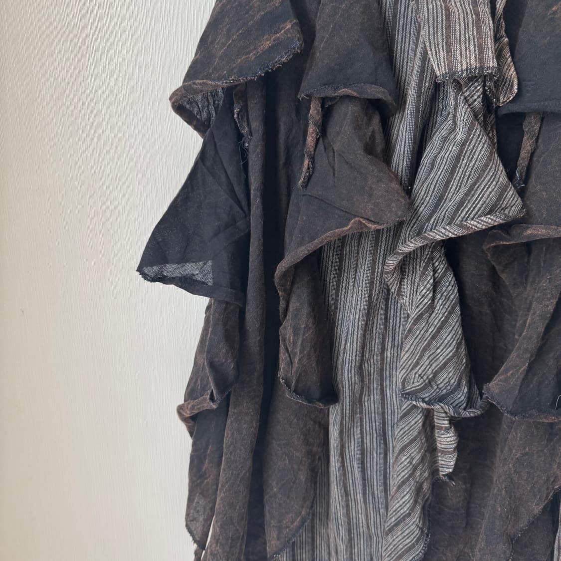 그런지 니혼진 펑크 00s 아카이브 언발 레이어드 셔링 롱스커트 치마 상품이미지2