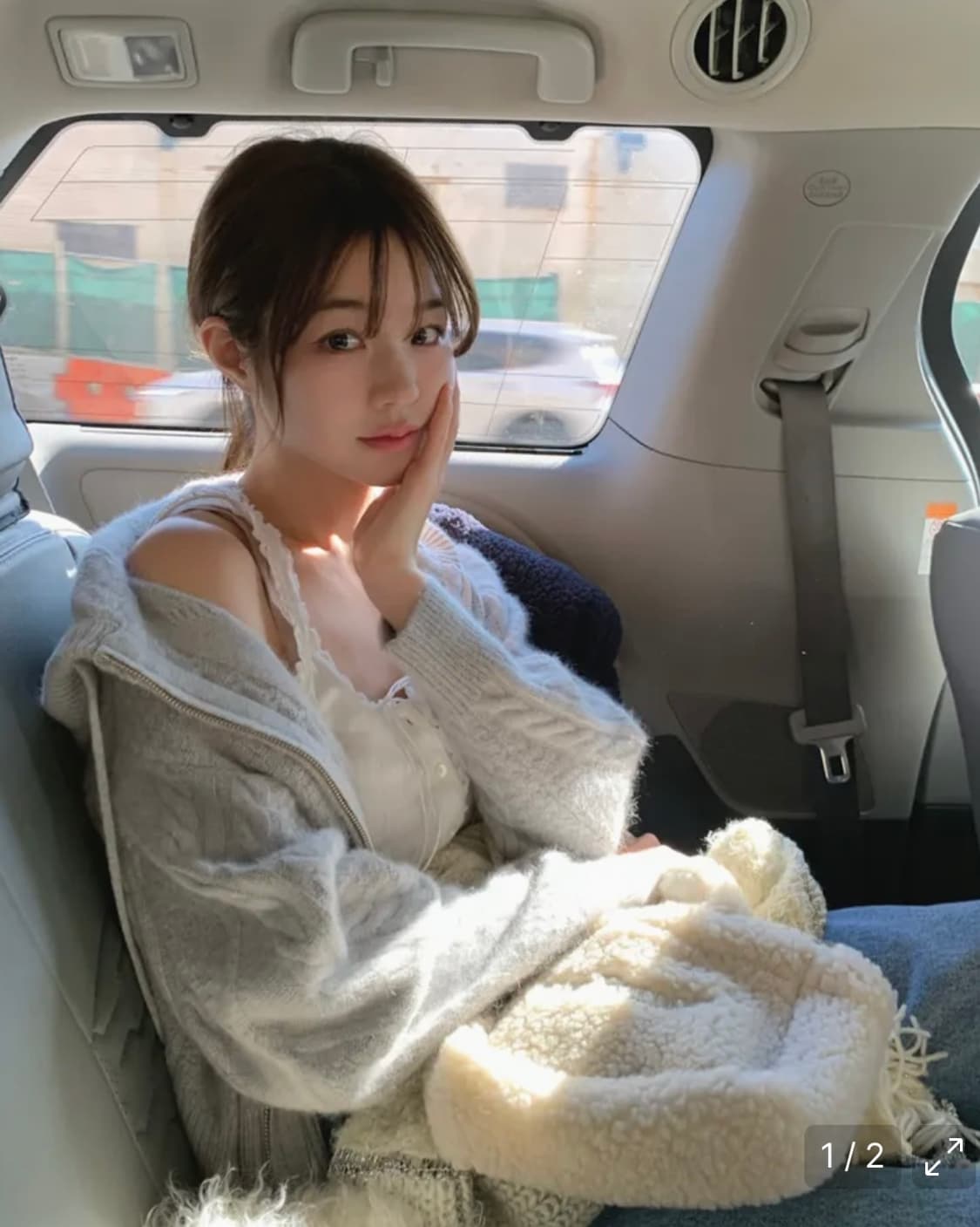 더바넷 케이블 니트집업 (그레이) 상품이미지1