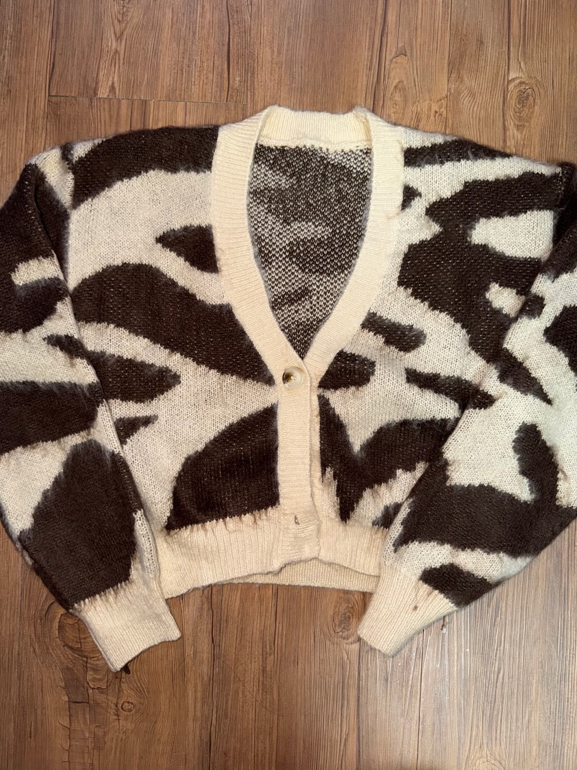 브라운 지브라 퍼 가디건 상품이미지1